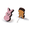 Natual Wood Easter Stud Earrings EJEW-C013-02F-1