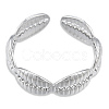 304 Stainless Steel Shell Wrap Open Cuff Ring for Women RJEW-N038-102P-2