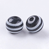 Round Striped Resin Beads X-RESI-R158-6mm-11-2
