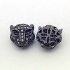 Brass Micro Pave Cubic Zirconia Leopard Beads ZIRC-L007-41-2