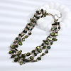 Boho Glass & Dyed Natural Shell Beaded Chips 3 Layer Necklaces for Women NJEW-H047-01A-1