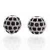 Rack Plating Brass Cubic Zirconia Beads ZIRC-S001-6mm-B03-3