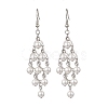 Rhombus 304 Stainless Steel Shell Pearl Dangle Earrings EJEW-TA00770-3