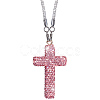 Polymer Clay Rhinestone Cross Pendant Alloy Chain Necklaces NJEW-CN0001-16C-1