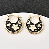 Flower Brass Enamel Hoop Earrings EJEW-Z157-02G-1