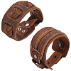 2Pcs 2 Styles Cowhide Cord Wide Cord Bracelets BJEW-CL0001-38B-1
