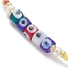 Natural Pearl & Evil Eye Lampwork & Seed Beaded Stretch Bracelet for Women BJEW-JB09371-2