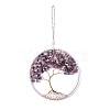 Wire Wrapped Chips Natural Amethyst Big Pendant Decorations HJEW-A005-07B-1