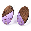 Transparent Resin & Walnut Wood Stud Earring Findings MAK-N032-005A-F03-2