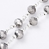 Silver Color Plated Brass Handmade Glass Beaded Chains AJEW-JB00205-03-1