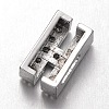 Platinum Plated Brass Micro Pave Cubic Zirconia Letter Slide Charms X-ZIRC-E015-04H-2