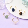 Natural Green Aventurine/Lapis Lazuli/Tiger Eye/Rose Quartz  Cuff Open Rings RJEW-JR01105-1