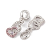 Rack Plating Alloy Crystal & Light Rose Rhinestone European Dangle Charms FIND-C055-18P-2