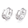 Brass Micro Pave Clear Cubic Zirconia Hoop Earrings EJEW-C121-16P-1