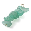 Gradient Color Natural Green Aventurine & Natural Prehnite & Natural Malachite Chip Beaded Pendants PALLOY-JF02795-05-4