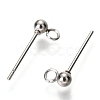 Non-Tarnish Original Color 304 Stainless Steel Ball Post Stud Earring Findings STAS-C018-23P-03-2