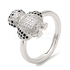 Penguin Cubic Zirconia Adjustable Rings RJEW-K247-01P-3