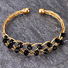 Brass Wire Wrap Cuff Bangle with Round Beaded BX4244-1