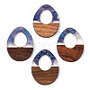 Transparent Resin & Walnut Wood Pendants RESI-ZX017-47-1