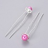 (Defective Closeout Sale) Lady's Hair Accessories Silver Color Plated Iron Ball Hair Forks LS-PHAR-XCP0004-04S-01-1