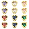 6Pcs 3 Colors Brass Micro Pave Cubic Zirconia Heart Slide Charms ZIRC-YW0001-36A-2