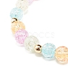 Candy Color Round Beaded Stretch Bracelet with Heart Unicorn Charm for Women BJEW-JB07636-04-6