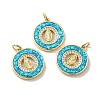 Rack Plating Brass Micro Pave Cubic Zirconia with Synthetic Opal Pendants KK-D088-18G-1