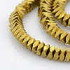 Faceted Square Golden Plated Non-magnetic Synthetic Hematite Beads Strands G-P061-39B-1