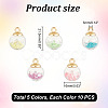 50Pcs 5 Colors Glow in the Dark Luminous Glass Globe Pendants GLAA-PH0002-76-2