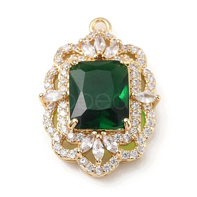 Brass with K9 Glass & Rhinestone Pendants KK-C024-07KCG-03-1