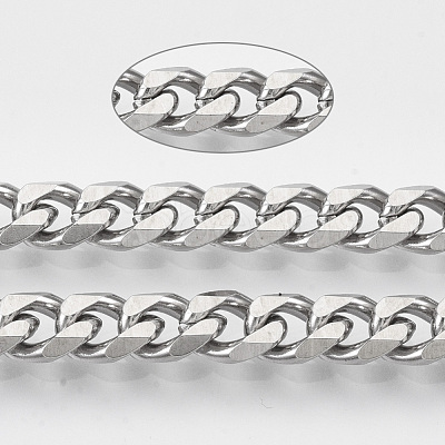 Tarnish Resistant 201 Stainless Steel Cuban Link Chains STAS-R100-23-1