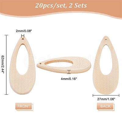 2 Sets Hollow Wooden Big Pendants WOOD-PH0002-28-1