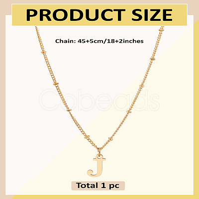 1Pc Brass Chain & 304 Stainless Steel Letter Pendant Necklaces NJEW-LP0001-35J-G-1