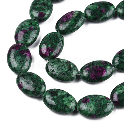 Flat Oval Synthetic Ruby in Zoisite Stone Beads Strands G-S113-29-1