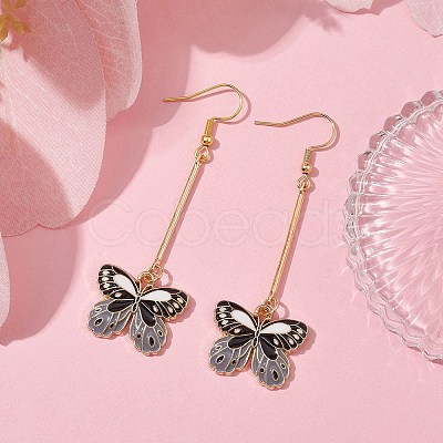 Alloy Enamel Butterfly Dangle Earrings EJEW-JE05604-04-1