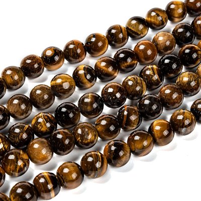 Natural Grade AB Tiger Eye Round Beads Strands X-G-O047-02-10mm-1