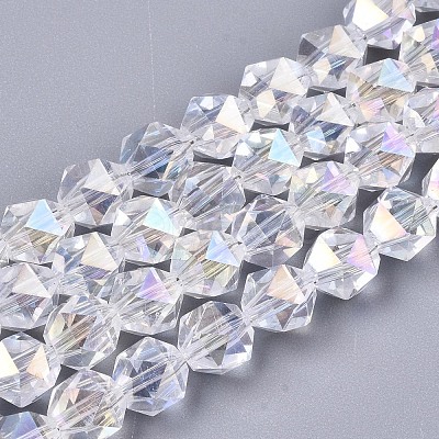 Electroplate Transparent Glass Beads Strands EGLA-T019-06L-1