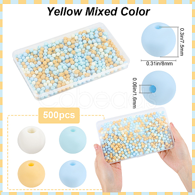500Pcs Rubberized Style Imitated Silicone Acrylic Beads OACR-SP0001-33F-1