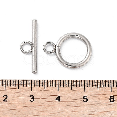 Non-Tarnish 304 Stainless Steel Ring Toggle Clasps X1-STAS-A092-09H-P-1