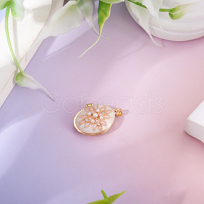 1Pc Brass Micro Pave Clear Cubic Zirconia Locket Pendants KK-TADJ0001-06-1