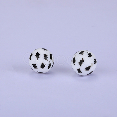 Printed Round Silicone Focal Beads SI-JX0056A-222-1