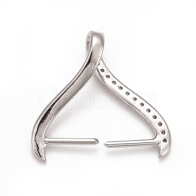 Rack Plating Brass Micro Pave Cubic Zirconia Ice Pick Pinch Bails KK-B056-01P-1
