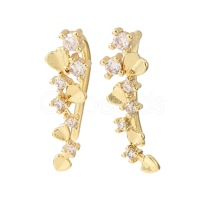 Brass Micro Pave Cubic Zirconia Stud Crawler Earrings LS-KK-CBAA351-03G-1
