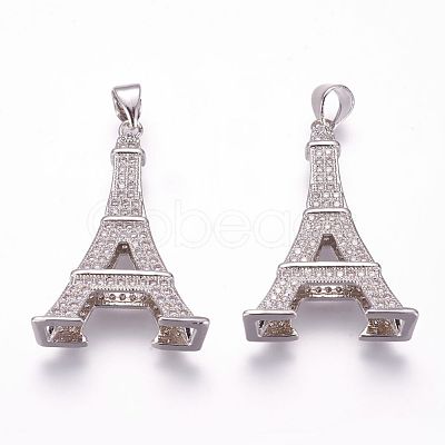 Brass Micro Pave Cubic Zirconia Pendants ZIRC-F054-37P-1