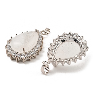 Natural Quartz Crystal & Rhinestone Pendants G-K338-31P-13-1