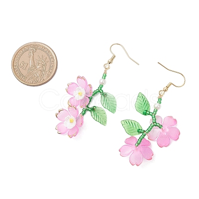 Acrylic Flower Dangle Earrings EJEW-MZ00588-01-1