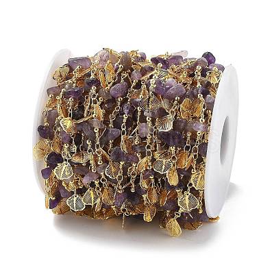 Amethyst & Glass Link Chains CHC-K014-15G-04-1