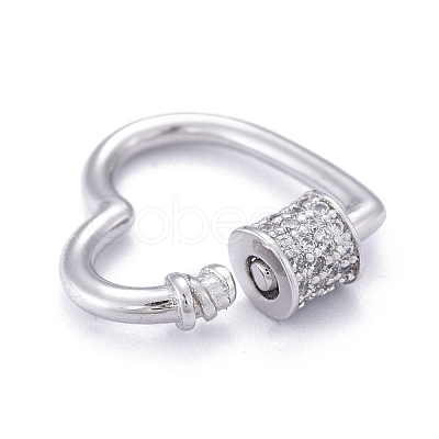 Brass Micro Pave Clear Cubic Zirconia Screw Carabiner Lock Charms ZIRC-E164-07P-1