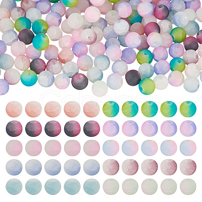 200Pcs 10 Colors Crackle Glass Beads Strands GLAA-TA0003-31B-1