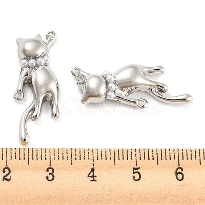 Alloy Connector Charms with ABS Plastic Imitation Pearl FIND-G062-08P-1